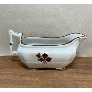 ANTIQUE Crazed ROYAL IRONSTONE CHINA GRAVY BOAT ALFRED MEAKIN ENGLAND Tea leaf